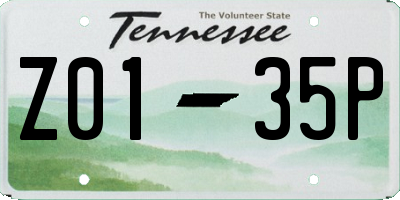 TN license plate Z0135P