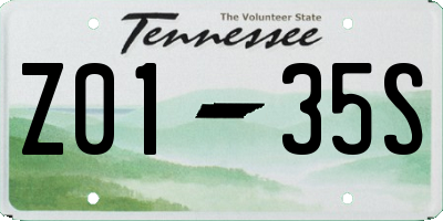 TN license plate Z0135S