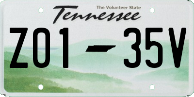TN license plate Z0135V