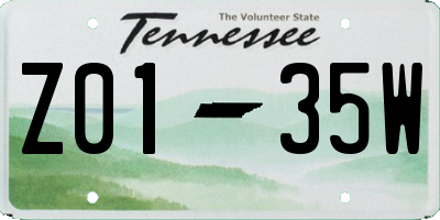 TN license plate Z0135W