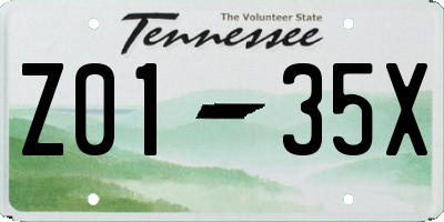 TN license plate Z0135X