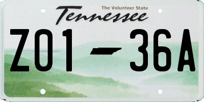 TN license plate Z0136A