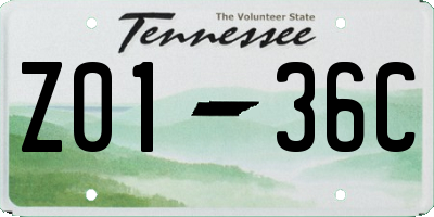 TN license plate Z0136C
