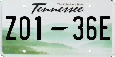TN license plate Z0136E