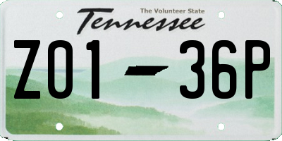 TN license plate Z0136P