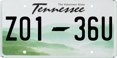 TN license plate Z0136U