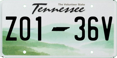 TN license plate Z0136V