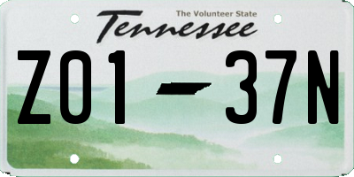 TN license plate Z0137N