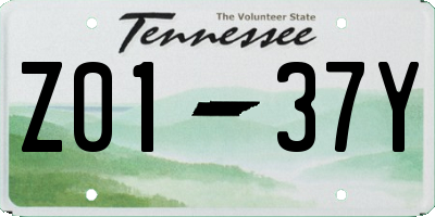 TN license plate Z0137Y