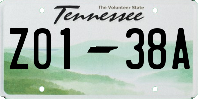 TN license plate Z0138A