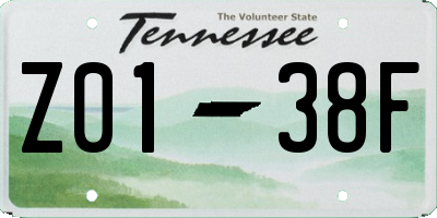 TN license plate Z0138F