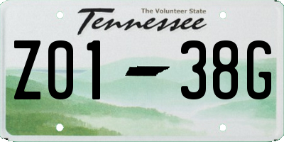 TN license plate Z0138G