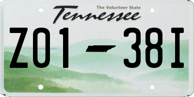 TN license plate Z0138I