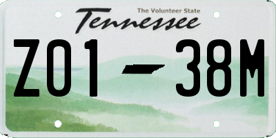 TN license plate Z0138M