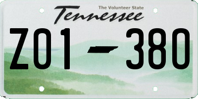 TN license plate Z0138O