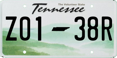 TN license plate Z0138R