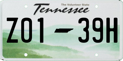 TN license plate Z0139H