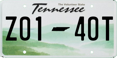 TN license plate Z0140T