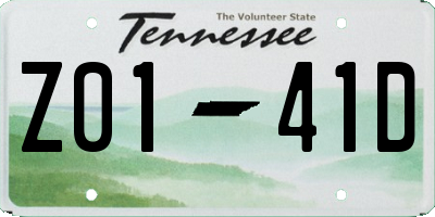 TN license plate Z0141D