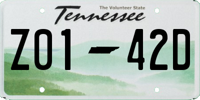 TN license plate Z0142D
