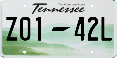TN license plate Z0142L