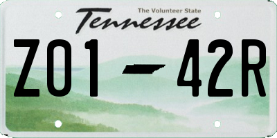 TN license plate Z0142R