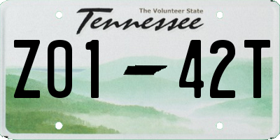 TN license plate Z0142T