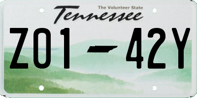 TN license plate Z0142Y