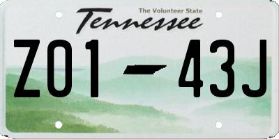 TN license plate Z0143J