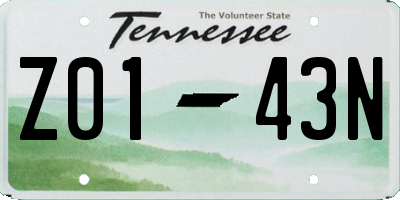 TN license plate Z0143N