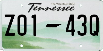 TN license plate Z0143Q