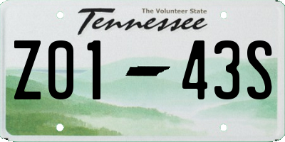 TN license plate Z0143S