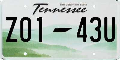 TN license plate Z0143U