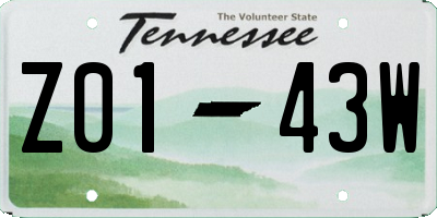 TN license plate Z0143W