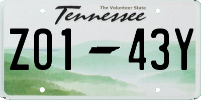 TN license plate Z0143Y