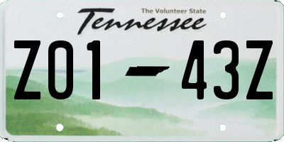 TN license plate Z0143Z