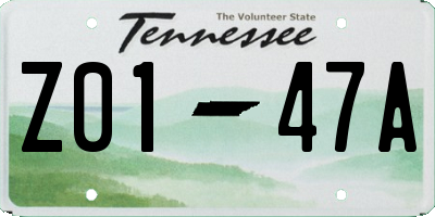 TN license plate Z0147A