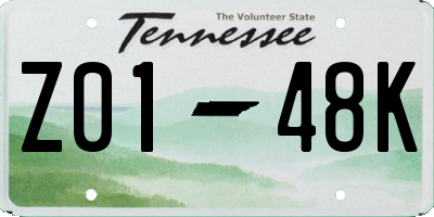 TN license plate Z0148K