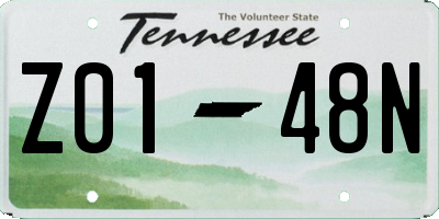 TN license plate Z0148N