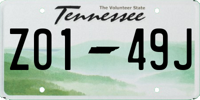 TN license plate Z0149J