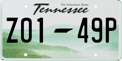 TN license plate Z0149P