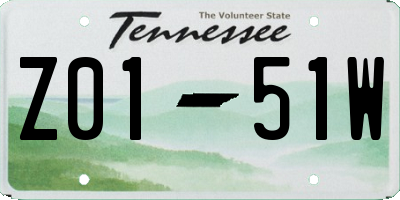 TN license plate Z0151W