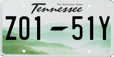 TN license plate Z0151Y