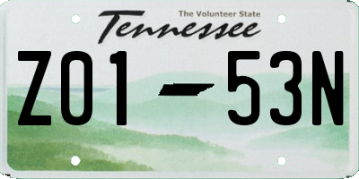 TN license plate Z0153N