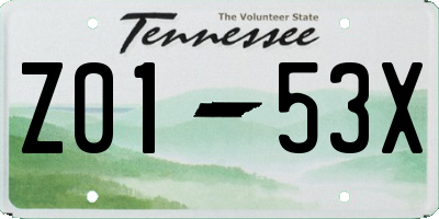 TN license plate Z0153X