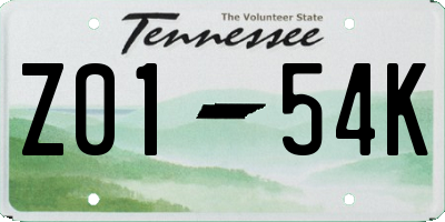 TN license plate Z0154K