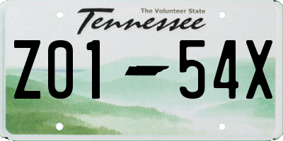 TN license plate Z0154X