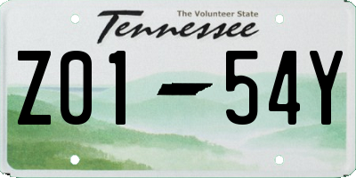 TN license plate Z0154Y