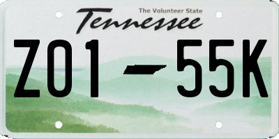 TN license plate Z0155K