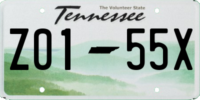 TN license plate Z0155X